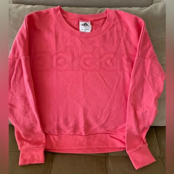Girls Kids Pink Adidas Pullover - Picture 1 of 4